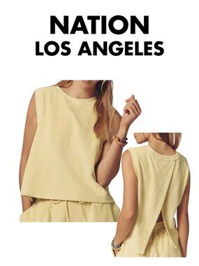 Nation Los Angeles Nara Open-Back Muscle Tank Top Citron Size S